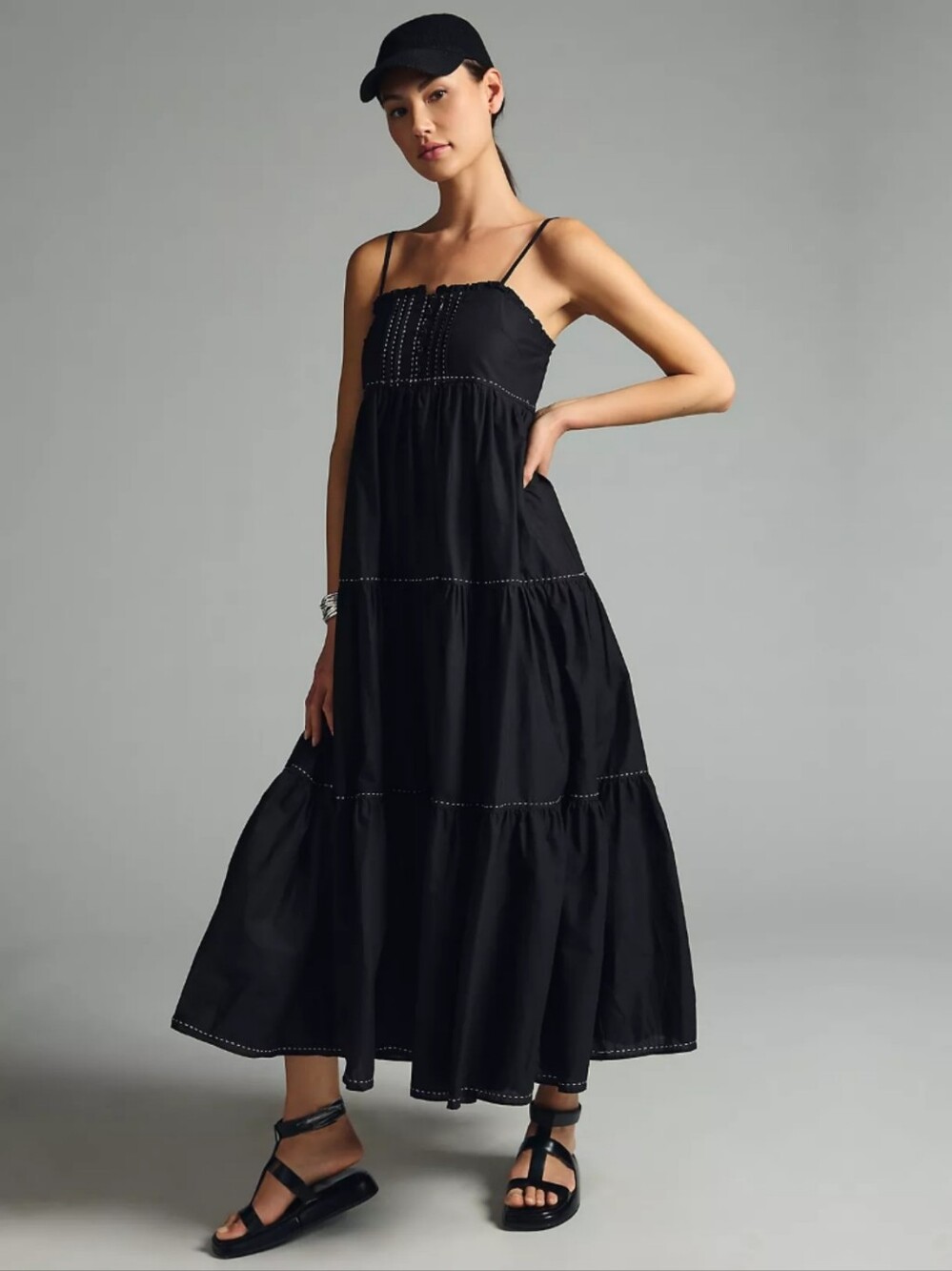 Devotion Twins Tiered Square-Neck Dress